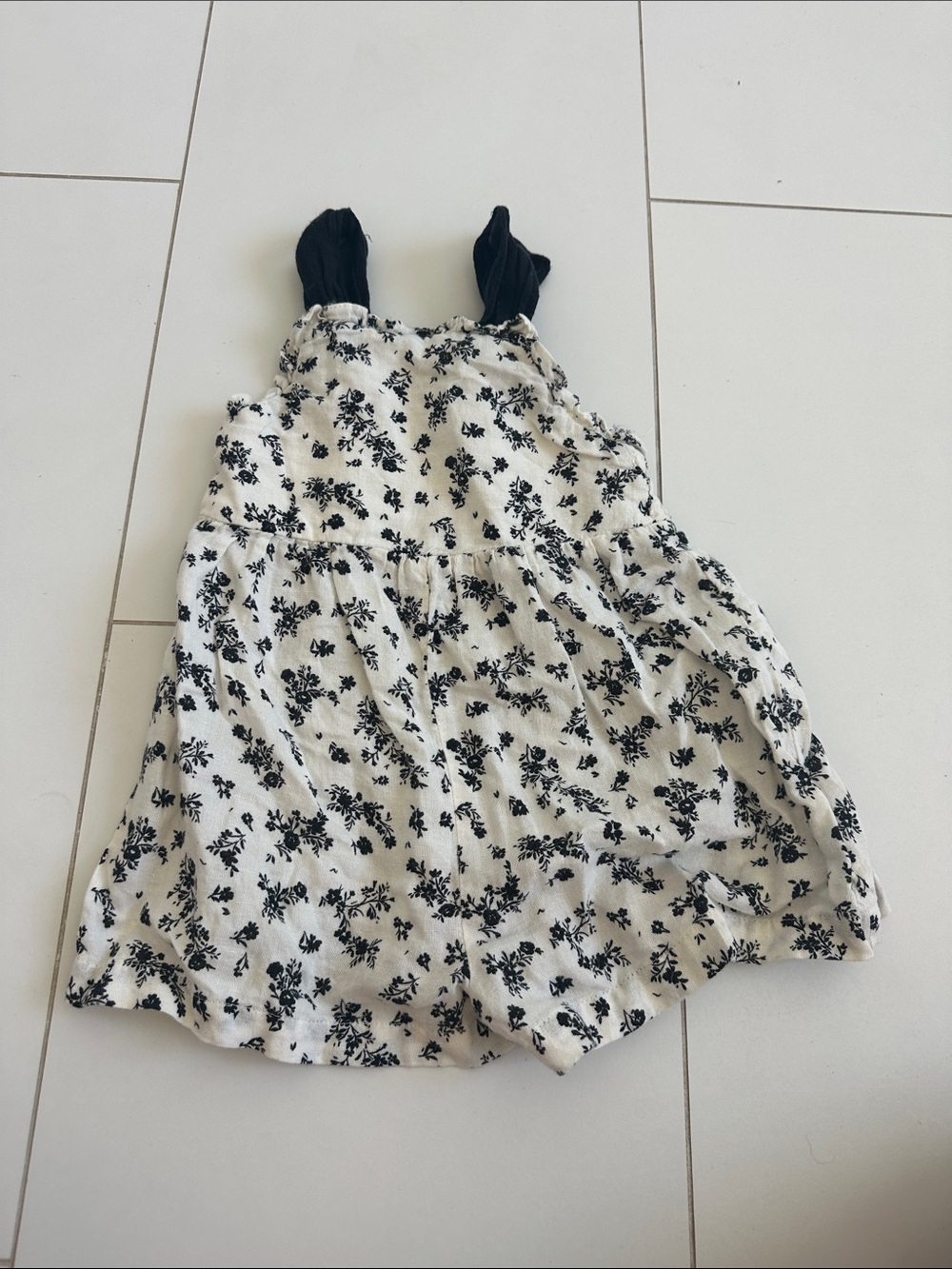 Zara Black & White Floral Sundress with Black Straps